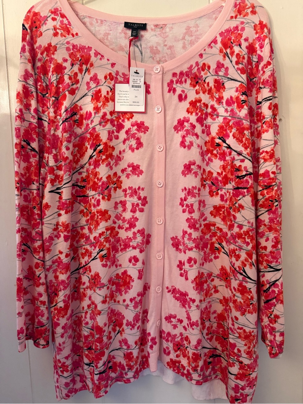 Talbots Pink and Coral Floral Pullover Sweater - Picture 3 of 3
